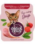 DELICKCIOUS Supă Pui și Roșii bol hrană umedă pisici (în supă) 80g