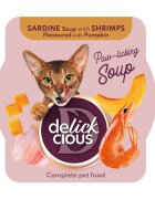 DELICKCIOUS Supă Sardine și Creveți bol hrană umedă pisici (în supă) 80g