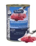DR. CLAUDER'S Selected Meat XS-XL Inimi de Pui conservă hrană umedă câini (în suc propriu) 400g