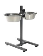 Enjoy set suport castroane câini + 2 boluri rotunde înalțime reglabilă metal negru M-XL(2.75l ⌀20cm)