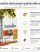 EXCLUSION Mediterraneo Monoprotein Formula Puppy Large Breed L-XL Vită hrană uscată monoproteică câini junior 12kg