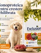 EXCLUSION Mediterraneo Monoprotein Formula Puppy Medium Breed M Vită hrană uscată monoproteică câini junior 12kg