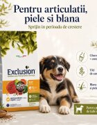 EXCLUSION Mediterraneo Monoprotein Formula Puppy Medium Breed M Vită hrană uscată monoproteică câini junior 12kg