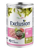 EXCLUSION Mediterraneo Monoprotein Formula Puppy XS-XL Pui conservă hrană umedă monoproteică câini junior (pate) 400g