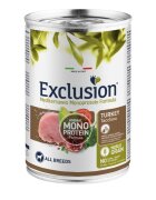EXCLUSION Mediterraneo Monoprotein Formula XS-XL Curcan conservă hrană umedă monoproteică câini (pate) 400g