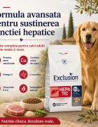 EXCLUSION Monoprotein VD Hepatic Medium&Large M-XL Porc și Orez dietă veterinară hrană uscată câini sistem hepatic 12kg