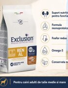 EXCLUSION Monoprotein Veterinary Diet Formula Renal M-XL Porc și Sorg dietă veterinară hrană uscată monoproteică câini sistem renal 12kg
