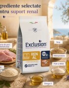 EXCLUSION Monoprotein Veterinary Diet Formula Renal M-XL Porc și Sorg dietă veterinară hrană uscată monoproteică câini sistem renal 12kg
