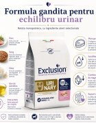 EXCLUSION Monoprotein Veterinary Diet Formula Urinary M-XL Porc dietă veterinară hrană uscată monoproteică câini sistem urinar 12kg