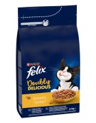 FELIX Doubly Delicious Pui și Curcan hrană uscată pisici 1.4kg