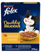 FELIX Doubly Delicious Pui și Curcan hrană uscată pisici 270g