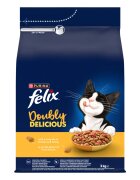 FELIX Doubly Delicious Pui și Curcan hrană uscată pisici 3kg