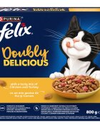 FELIX Doubly Delicious Pui și Curcan hrană uscată pisici 800g