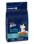 FELIX Doubly Delicious Somon și Pește hrană uscată pisici 1.4kg