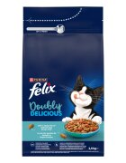 FELIX Doubly Delicious Somon și Pește hrană uscată pisici 1.4kg