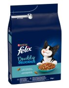 FELIX Doubly Delicious Somon și Pește hrană uscată pisici 3kg