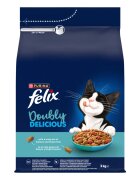 FELIX Doubly Delicious Somon și Pește hrană uscată pisici 3kg