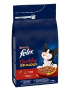 FELIX Doubly Delicious Vită și Pui hrană uscată pisici 1.4kg