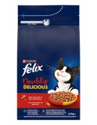 FELIX Doubly Delicious Vită și Pui hrană uscată pisici 1.4kg