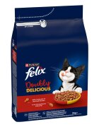 FELIX Doubly Delicious Vită și Pui hrană uscată pisici 3kg