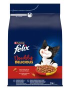 FELIX Doubly Delicious Vită și Pui hrană uscată pisici 3kg