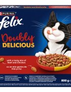 FELIX Doubly Delicious Vită și Pui hrană uscată pisici 800g