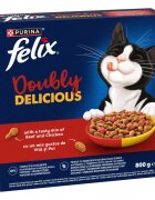 FELIX Doubly Delicious Vită și Pui hrană uscată pisici 800g
