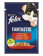 FELIX PURINA Fantastic Vită hrană umedă pisici (în aspic) PURINA Fantastic Vită plic hrană umedă pisici (în aspic) 85g