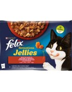 FELIX PURINA Sensations 2 arome (Vită și Pui) pachet mixt plic hrană umedă pisici (în aspic) 85g x 4