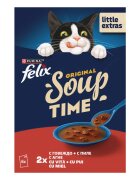 FELIX Soup Farm Selection cu Vită Pui și Miel plic hrană umedă pisici (în supă) multipack 48g x 6buc