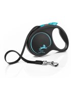 Flexi Black Design lesă bandă retractabilă câini nylon albastru M(25kg 5m)