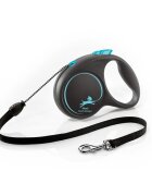 Flexi Black Design lesă șnur retractabilă câini poliester albastru M(20kg 5m)