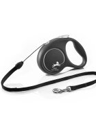 Flexi Black Design lesă șnur retractabilă câini poliester argintiu S(12kg 5m)