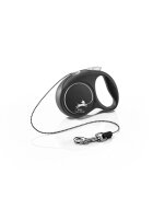 Flexi Black Design lesă șnur retractabilă câini poliester argintiu XS(8kg 3m)