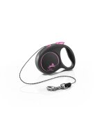Flexi Black Design lesă șnur retractabilă câini poliester roz XS(8kg 3m)