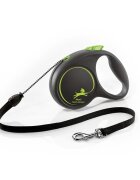 Flexi Black Design lesă șnur retractabilă câini poliester verde M(20kg 5m)