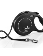 Flexi Classic lesă bandă retractabilă câini nylon negru L(50kg 8m)
