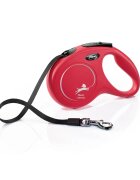 Flexi Classic lesă bandă retractabilă câini nylon roșu M(25kg 5m)