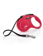 Flexi Classic lesă bandă retractabilă câini nylon roșu S(15kg 5m)