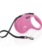 Flexi Classic lesă bandă retractabilă câini nylon roz M(25kg 5m)