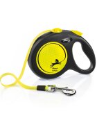 Flexi Neon lesă bandă retractabilă câini reflectorizant nylon neon L(50kg 5m)