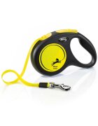 Flexi Neon lesă bandă retractabilă câini reflectorizant nylon neon M(25kg 5m)