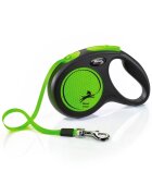 Flexi Neon lesă bandă retractabilă câini reflectorizant nylon verde M(25kg 5m)