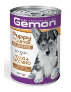 Gemon All Breeds Puppy and Junior XS-XL Pui și Curcan conservă hrană umedă câini junior (în aspic) 415g