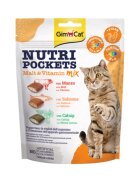 GimCat Nutri Pockets Malt & Vitamine Mix Catnip Vițel și Somon punguță recompense funcționale pisici 150g