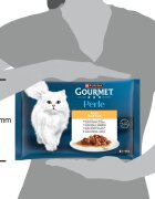 Gourmet Perle Pui și Vită Curcan și Miel Vițel și Rață Iepure și Vânat plic hrană umedă pisici (în sos) multipack 85g x 4buc