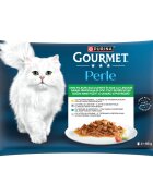 Gourmet Perle Vițel Pui Iepure cu Legume Miel cu Legume plic hrană umedă pisici (în sos) multipack 85g x 4buc