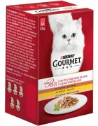 Gourmet PURINA Mon Petit 3 arome (Pui Rață Curcan) pachet mixt plic hrană umedă pisici (în sos) 50g x 6