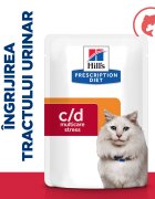 HILL'S Prescription Diet c/d Multicare Stress Somon dietă veterinară plic hrană umedă pisici sistem urinar (în sos) bax 85g x 12buc