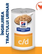 HILL'S Prescription Diet c/d Pui dietă veterinară câini conservă hrană umedă sistem urinar 370g